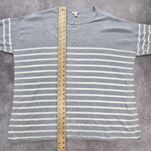 Eileen Fisher Organic Cotton Striped Short Sleeve Sweater - Picture 11 of 11
